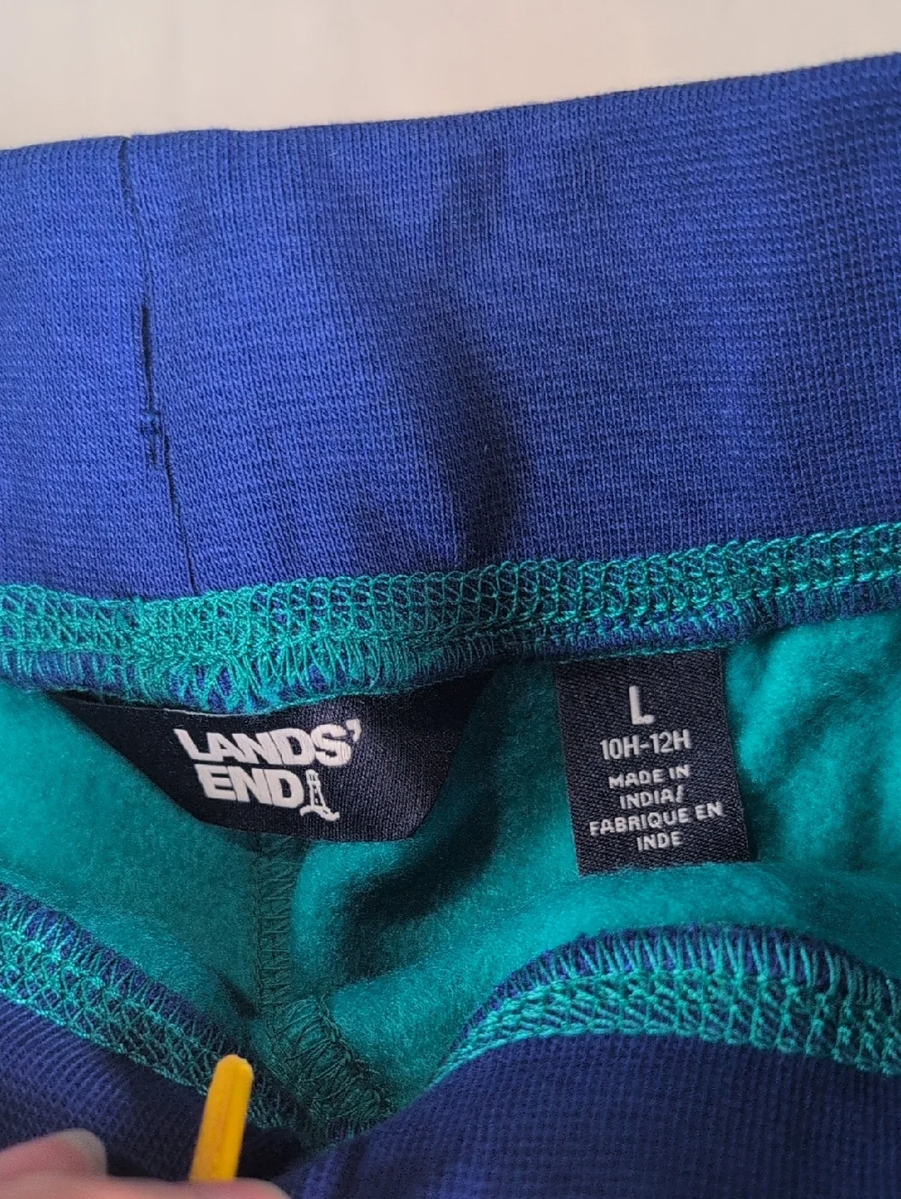 Lands' End Colorblock Iron Knee Fleece Jogger in Spade Blue Size Large Husky